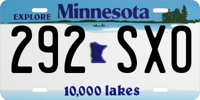 MN license plate 292SXO