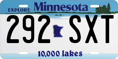 MN license plate 292SXT