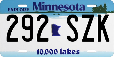 MN license plate 292SZK