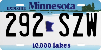 MN license plate 292SZW