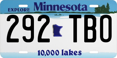 MN license plate 292TBO