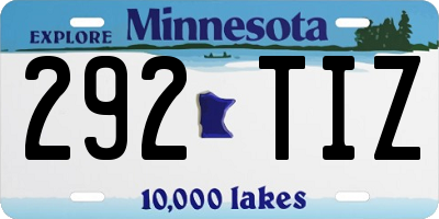 MN license plate 292TIZ