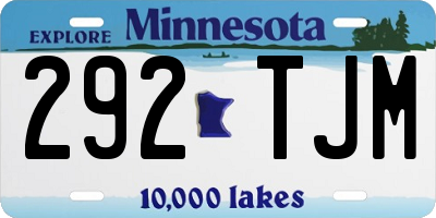 MN license plate 292TJM