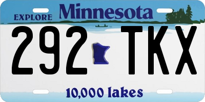 MN license plate 292TKX