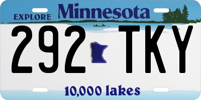 MN license plate 292TKY