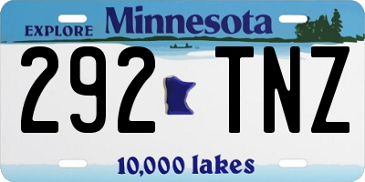 MN license plate 292TNZ