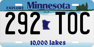 MN license plate 292TOC