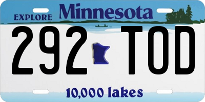 MN license plate 292TOD
