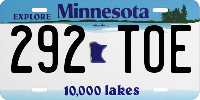 MN license plate 292TOE