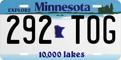 MN license plate 292TOG