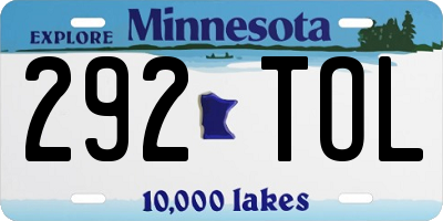 MN license plate 292TOL
