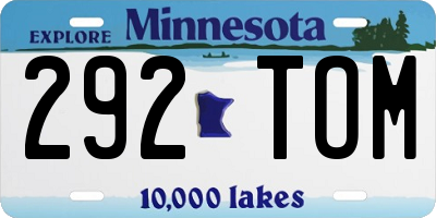 MN license plate 292TOM