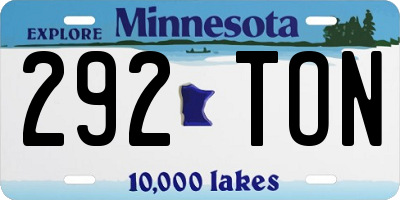MN license plate 292TON