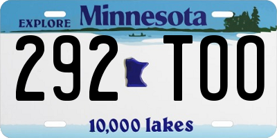 MN license plate 292TOO