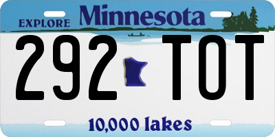 MN license plate 292TOT