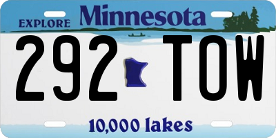 MN license plate 292TOW