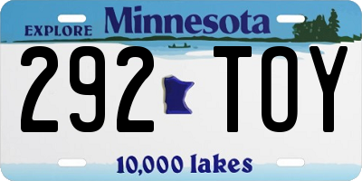 MN license plate 292TOY