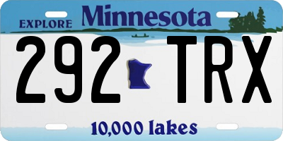MN license plate 292TRX