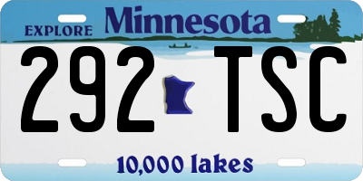 MN license plate 292TSC