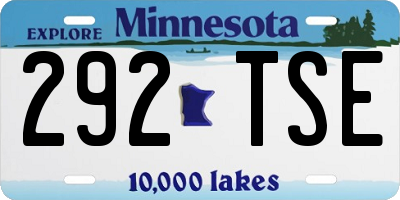 MN license plate 292TSE