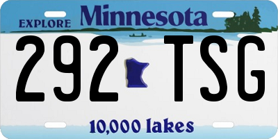 MN license plate 292TSG