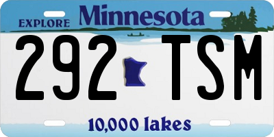 MN license plate 292TSM