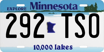 MN license plate 292TSO