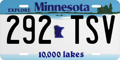MN license plate 292TSV