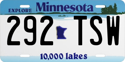 MN license plate 292TSW