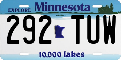 MN license plate 292TUW