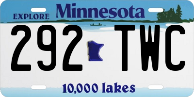 MN license plate 292TWC