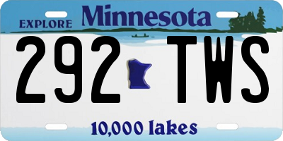 MN license plate 292TWS