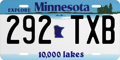 MN license plate 292TXB