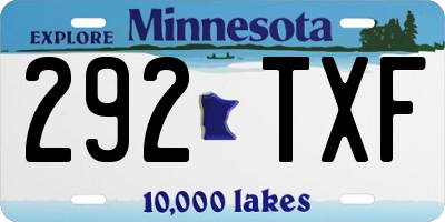 MN license plate 292TXF