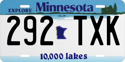 MN license plate 292TXK