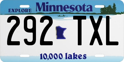 MN license plate 292TXL