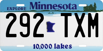 MN license plate 292TXM