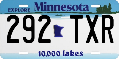 MN license plate 292TXR
