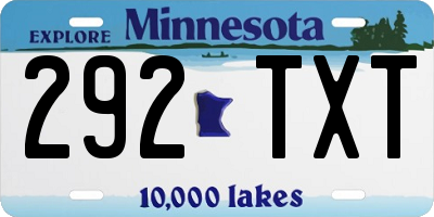 MN license plate 292TXT