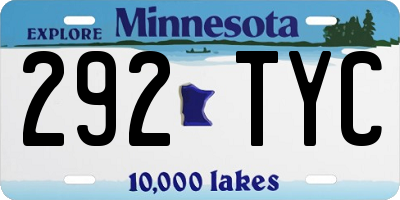 MN license plate 292TYC