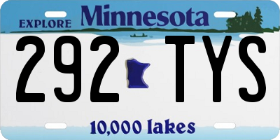 MN license plate 292TYS