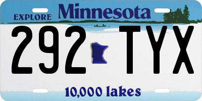 MN license plate 292TYX
