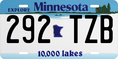MN license plate 292TZB