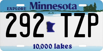 MN license plate 292TZP