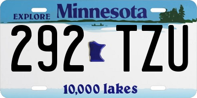 MN license plate 292TZU