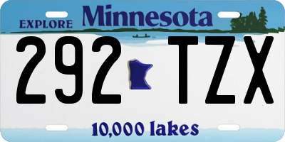 MN license plate 292TZX