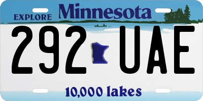 MN license plate 292UAE