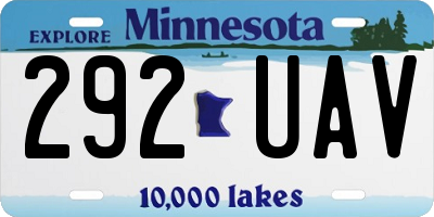 MN license plate 292UAV