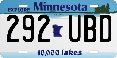 MN license plate 292UBD