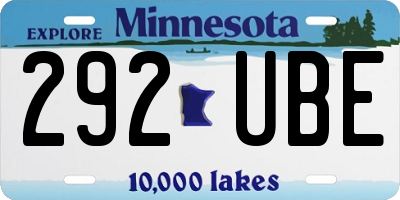 MN license plate 292UBE